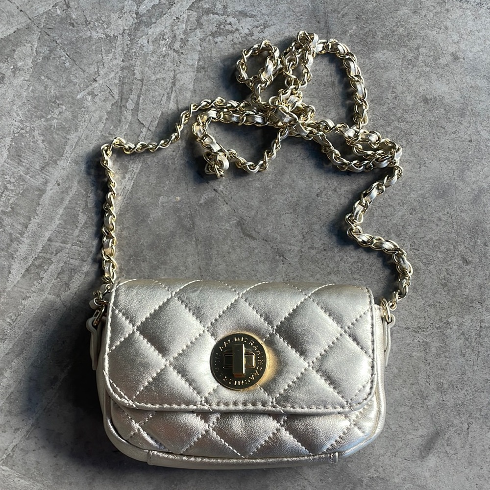 Isaac Mizrahi gold mini bag w/ braided chain strap
